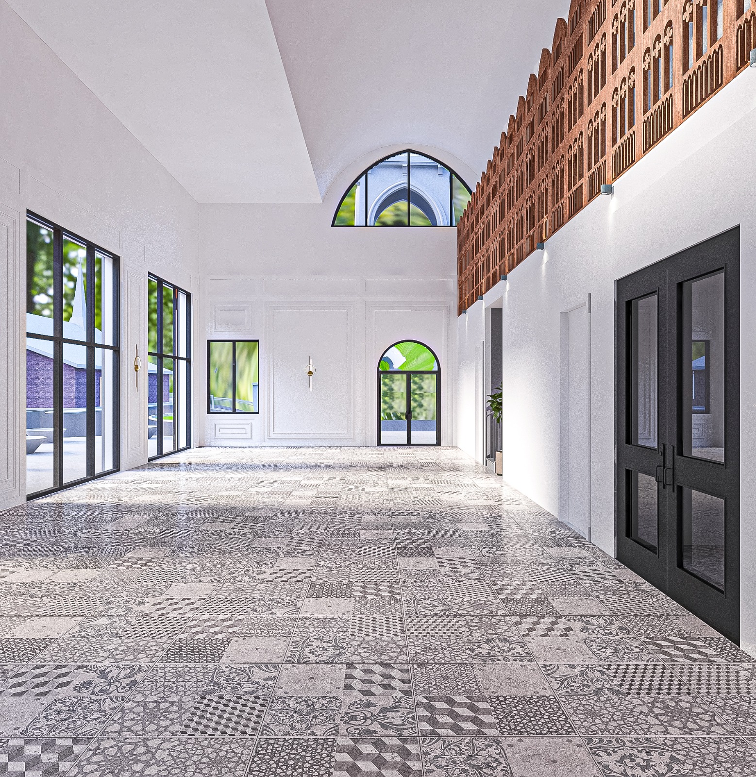 Interior architectural rendering of the new church